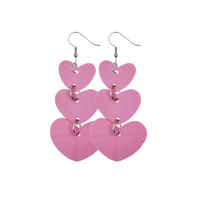 Wholesale In stock wholesale Valentine's Day series suit leather earrings cross-border creative personality love heart leather earrings